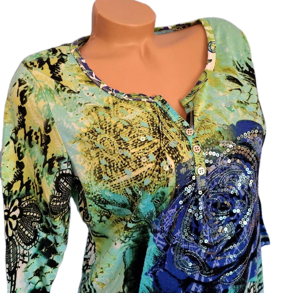 Thomas & Olivia T-shirt L long sleeve with Sequins womens Size Large